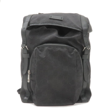 GUCCI CS Nylon Leather Back Pack Ruck Sack Black 387071