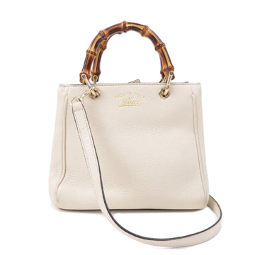 GUCCI Bamboo Leather 2WAY bag Shoulder Bag Ivory 368823