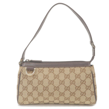 GUCCI Abbey EC Canvas Leather Pouch Hand Bag Beige Brown 145750