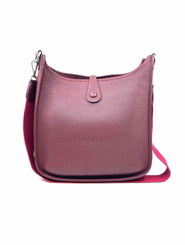 HERMES Burgundy Leather Handbag