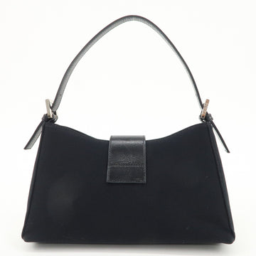 FENDI Mamma Baguette Urethane Leather Shoulder Bag Black Used