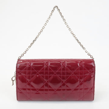 Christian Dior Lady Dior Cannage Patent Leather Chain Wallet Used