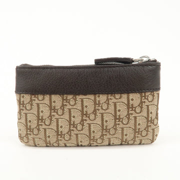 Chiristian Dior Trotter Canvas Leather Coin Key Case Beige Brown Used