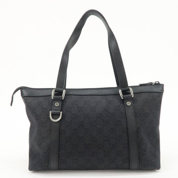 GUCCI Abbey CS Denim Leather Tote Bag Shoulder Bag Black