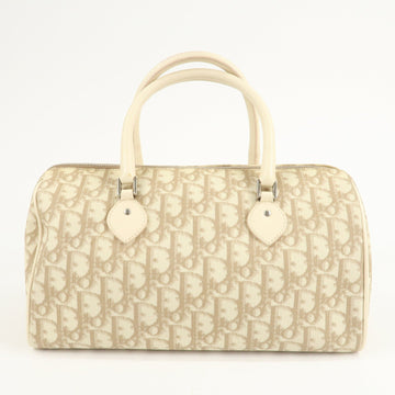 Christian Dior Trotter PVC Leather Boston Bag Flower Embroidery Used
