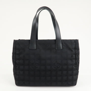 CHANEL New Travel Line Nylon Jacquard Leather Tote MM Black A15991 Used