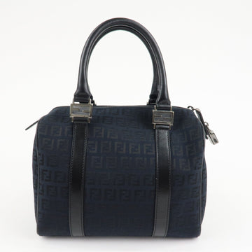 FENDI Zucca PVC Enamel Mini Boston Bag Black 8BL068 Used