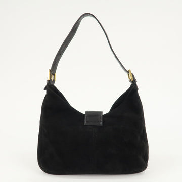 FENDI Suede Leather Shoulder Bag Black 26569 Used
