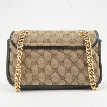 GUCCI EC Marmont EC Canvas Leather Chain Shoulder Bag 446744