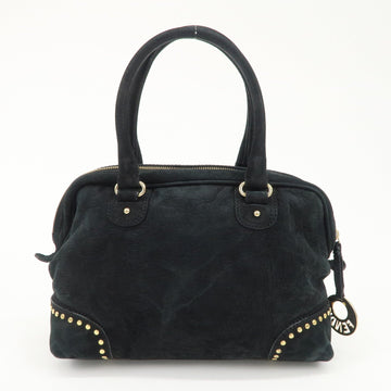 FENDI Suede Studs Mini Boston Bag Black 8BL076 Used