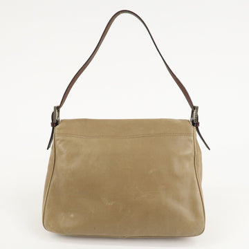 FENDI Mamma Baguette Leather Shoulder Bag Hand Bag Beige Used