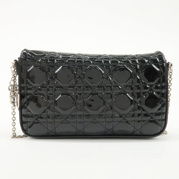Christian Dior Cannage Patent Leather Chain Shoulder Bag Black Used