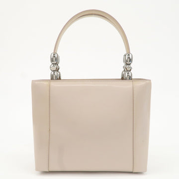 Christian Dior Maris Pearl Patent Leather Tote Bag Beige Used