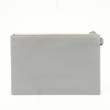 Christian Dior Leather CD 1947 Clutch Pouch Gray Used