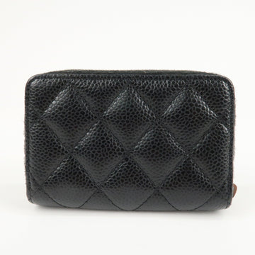 CHANEL Matelasse Caviar Skin Around Zipper Coin Case Black AP0216 Used