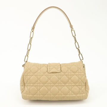 Christian Dior New Lock Cannage Leather Chain Shoulder Bag Beige Used