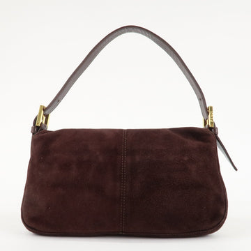 FENDI Suede Leather Shoulder Bag Dark Brown 26424 Used