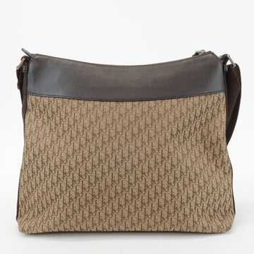 Christian Dior Trotter Canvas Leather Shoulder Bag Beige Brown Used