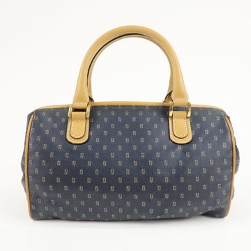 FENDI PVC Leather 2Way Bag Hand Bag Navy Brown Used
