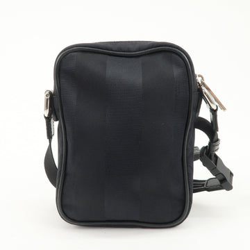 FENDI Pequin Nylon Leather Shoulder Bag Black 7VA456 Used