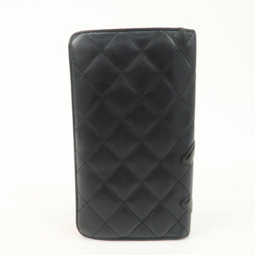 CHANEL Cambon Line Patent Leather Bi-fold Wallet Black A26717 Used