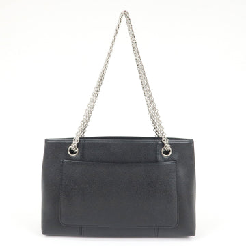 CHANEL Caviar Skin Chain Tote Bag Black Silver Hardware Used