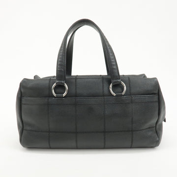 CHANEL Chocolate Bar Lamb Skin Boston Bag Black A26135 Used