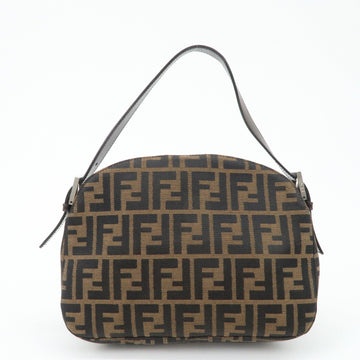 FENDI Zucca Canvas Leather Semi-Shoulder Bag Brown Black 26725 Used