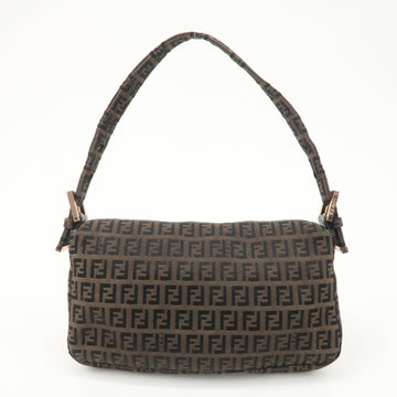 FENDI Mamma Baguette Canvas Shoulder Bag Brown Black 26424 Used