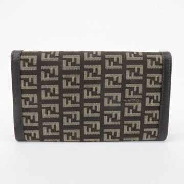 FENDI Zucchino Canvas Leather Planner Cover Dark Brown Beige Used