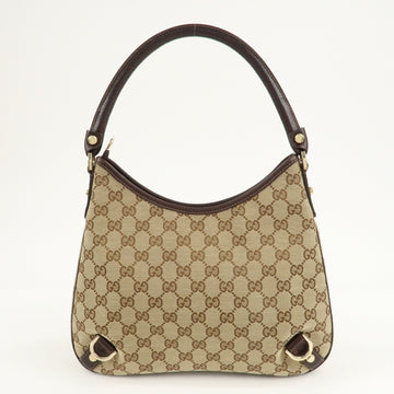 GUCCI Abbey CS Canvas Leather Shoulder Bag Beige Brown 130738