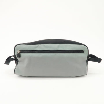 CHANEL Sportsline Nylon Canvas Shoes Bag Hand Bag Black Gray Used