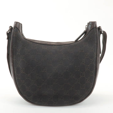 GUCCI EC Denim Leather Shoulder Bag Crossbody Dark Brownk