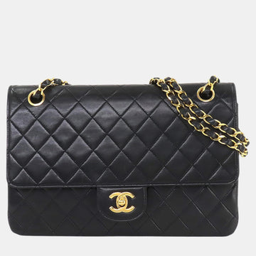 Black Gold Leather Coco Mark Turn Lock Matelasse Chain Shoulder Bag