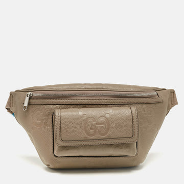 Khaki Green Guccissima Leather Jumbo GG Belt Bag