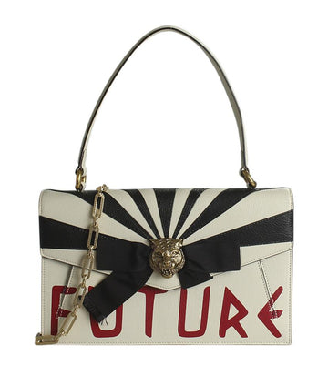 G*G 466417 Osiride Future Bow White Leather & Black Shoulder Bag