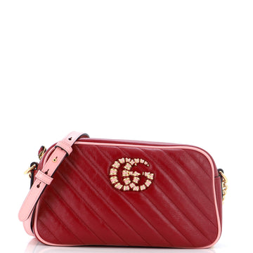 GUCCI GG Marmont Shoulder Bag Diagonal Quilted Leather Small