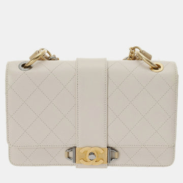 White Calf Matelasse Shoulder Bag