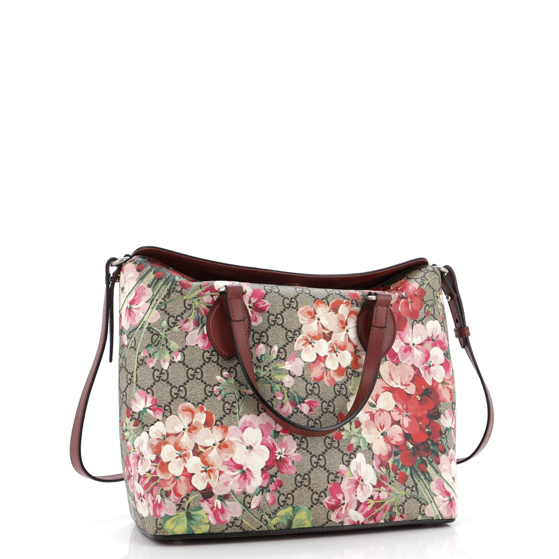 Signature Fold Over Tote Blooms Print EC Coated Canvas Medium
