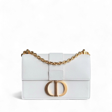 Dior 30 Montaigne Chain - Grained Calfskin White Gold Hardware