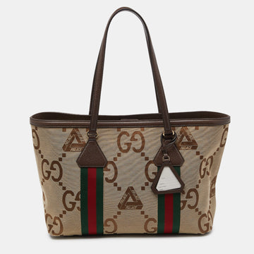 x Palace Beige/Brown Jumbo GG Canvas Medium Shopper Tote