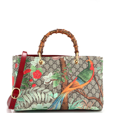 GUCCI Bamboo Shopper Tote Tian Print GG Coated Canvas Medium
