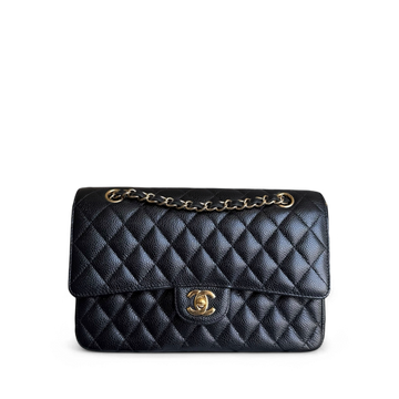 Chanel Classic Flap Medium - Caviar 25CM Quilted Black Gold Hardware Series 25