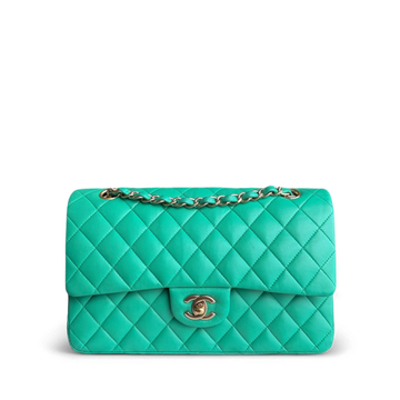 Chanel Classic Flap Medium - 25CM Quilted Lambskin Green Gold Hardware Series 18