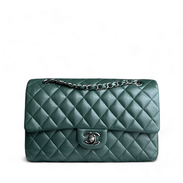 Chanel Classic Flap Medium - 25CM Quilted Lambskin Dark Green Silver Hardware Series 23
