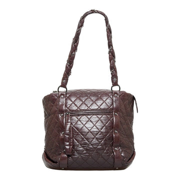 Chanel Cocomark Luxury Line Chain houlder Bag  Bag Brown Silver Leather  CHANEL