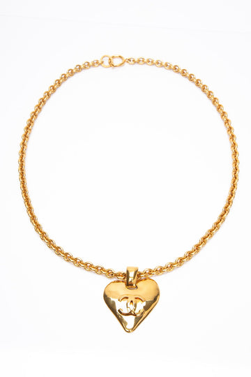 CHANEL Vintage Gold CC Heart Necklace