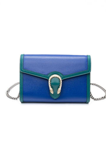 GUCCI Dionysus Green Blue Chain on Wallet Crossbody Bag