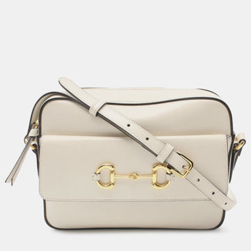 White Leather Small Horsebit 1955 Crossbody Bag