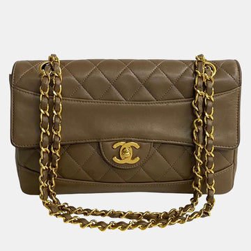 Brown Leather CC Quilted Leather Shoulder Bag